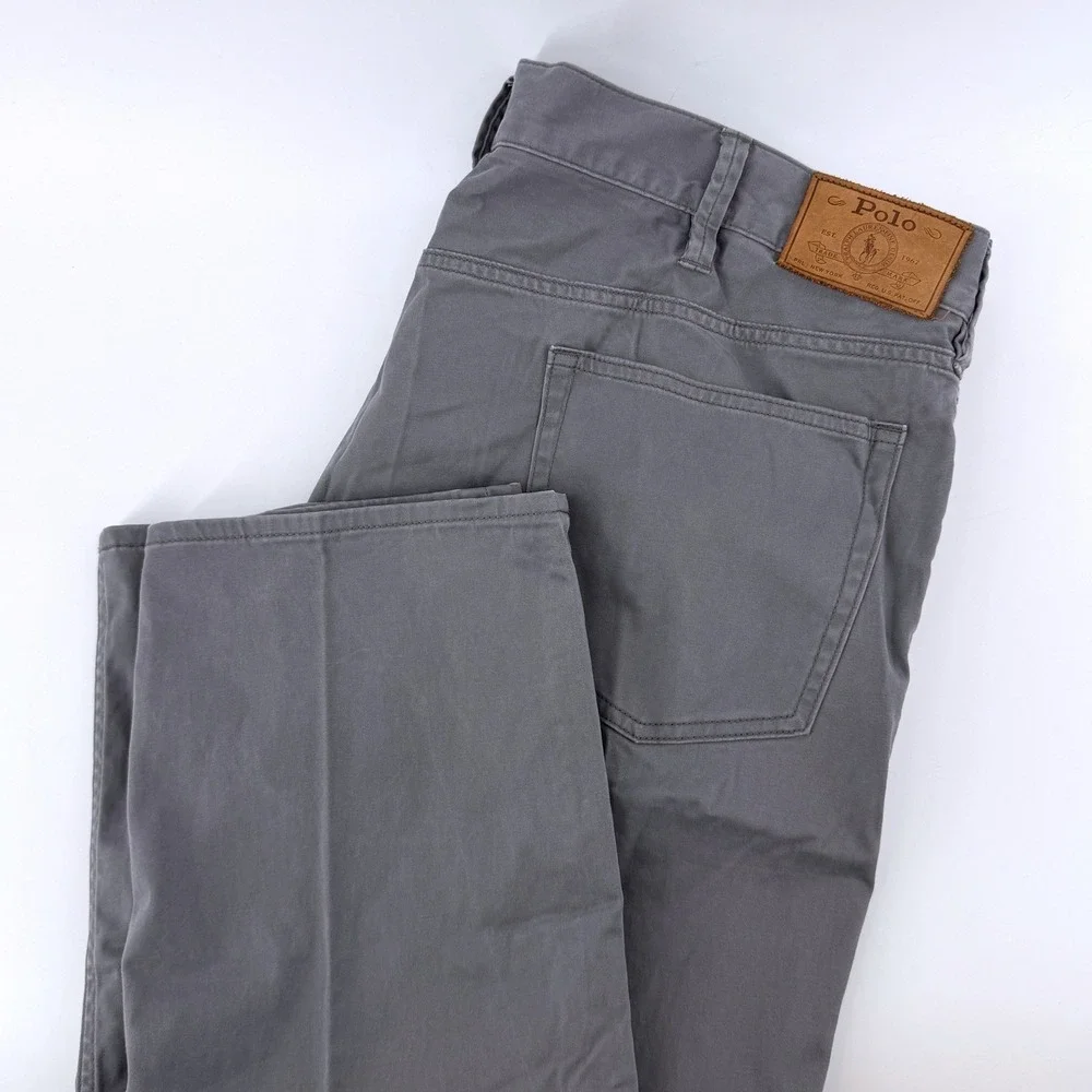 Polo Ralph Lauren Varick Slim Straight Gray Cotton Stretch Pants Mens 40x34